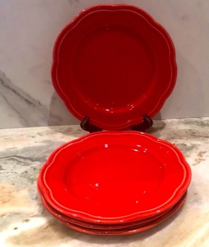 Primagera Portugal Red Scalloped 8.5” Salad Luncheon Plates Set of 4