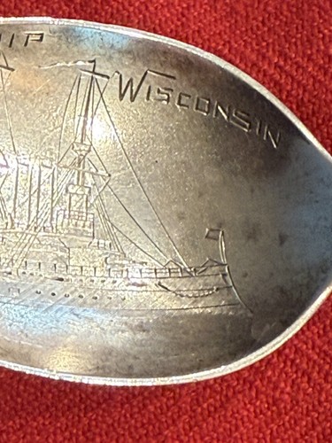 Corazzata Wisconsin antica incisione Sterling Wendell (S241) - Foto 7 di 21