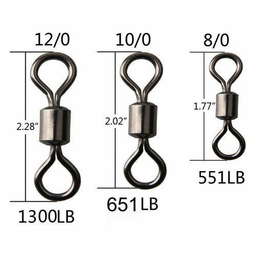Fishing Rolling Swivel Barrel Bearing Black Nickel Hook Line Connector 10#-10/0# - Picture 7 of 36