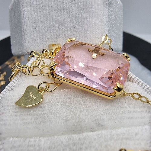 Pink Topaz Viking 14K Gold VVS Pendant 925 Sterling Silver 45cm 18 inch Chain UK - Picture 2 of 3
