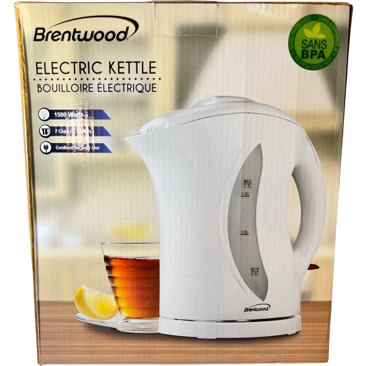 Brentwood Appliances 1-liter Stainless Steel Cordless Electric Kettle