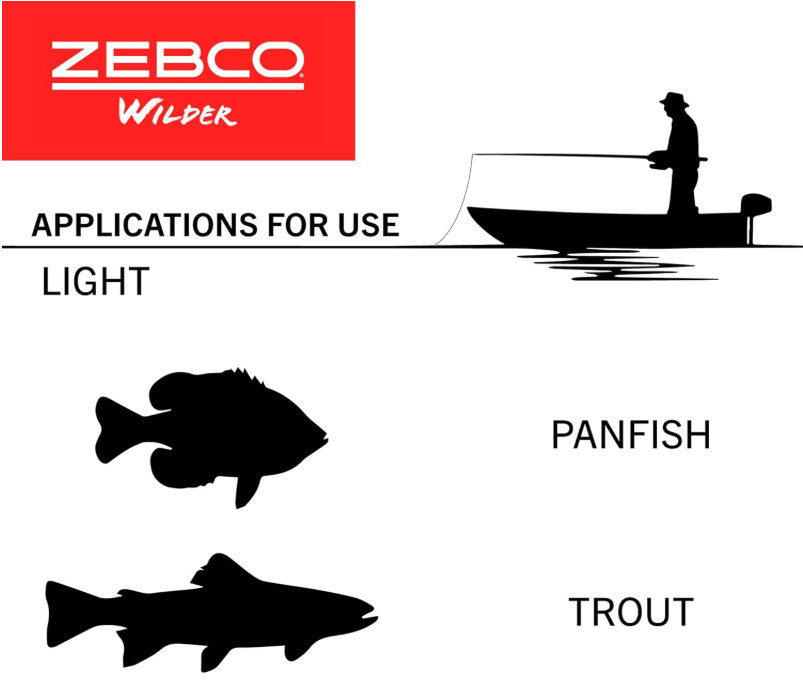 Zebco Wilder Fishing Combo 4'3" Rod No-Tangle Reel 6lb Line Blue/Orange