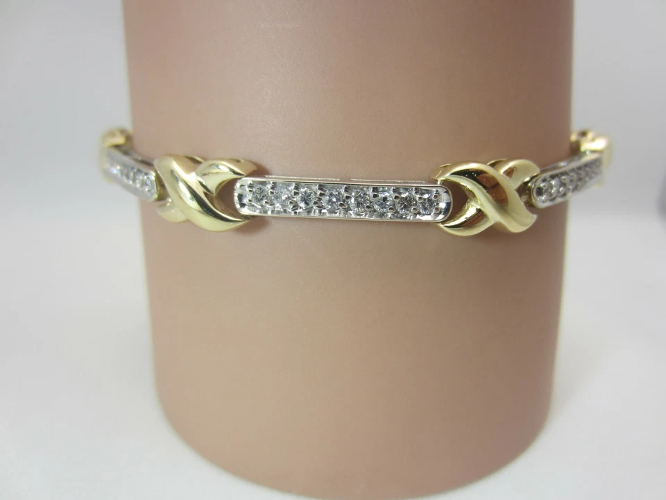 14K Yellow and White Gold Diamond X Bracelet 1.00 CT - Image 2 of 4