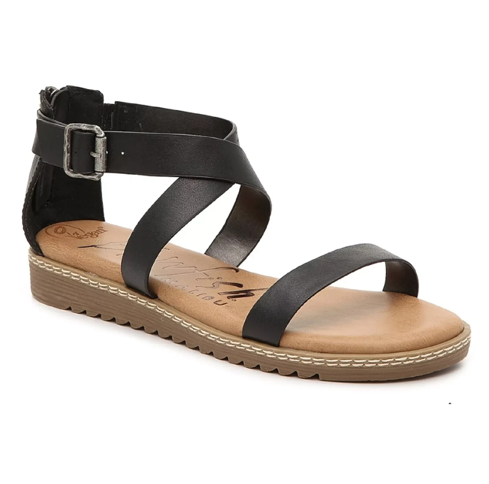 Женские босоножки Blowfish Ozone 75 из искусственной кожи с перекрещивающимися ремешками и открытым носком - черный 6890₽