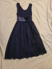 Bow Dream Girls sz 10 Navy Blue Party Dress Long Beautiful Wedding Flower Girl