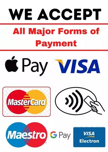 Accept Card Payments Stickers Signs Apple Pay, Visa, Contactless A5 ...