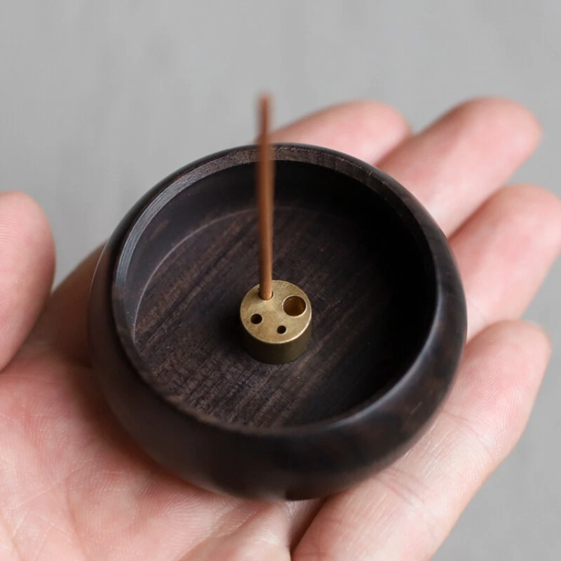 Pequeño incensario de madera en forma de quemador de incienso meditación decoración del hogar adorno Foto 2 de 4