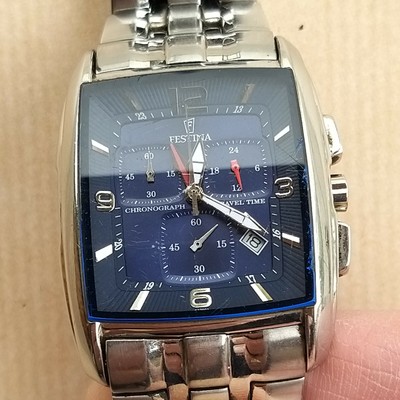 Rare FESTINA chrono 6729 Travel Time 24h steel vintage watch 36mm NR | eBay