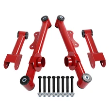 Red Rear Upper Lower Control Arms Kit Hardware For 1979-2004 Mustang GT LX Cobra