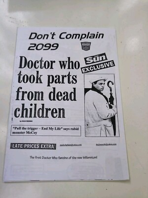 Doctor Who Fanzine Don't Complain 2099 Dr Who Took Parts from Dead Children 