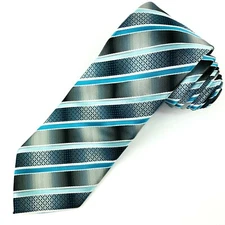 Bergamo New York Mens Tie Light Blue Cyan Striped Necktie