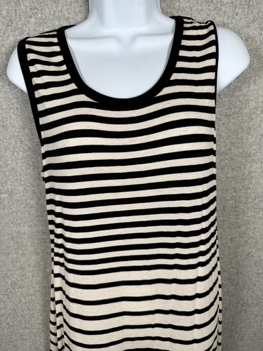 Max Studio Black White Striped Maxi Dress Medium Sleeveless Scoop Neck $118 NEW - Picture 2 of 13