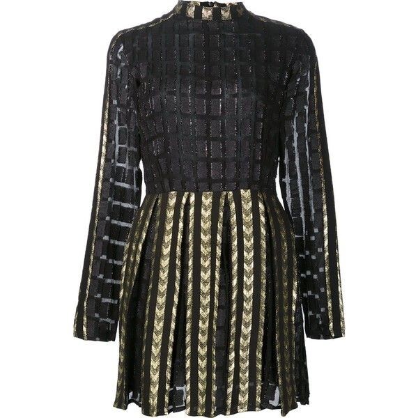パーティードレス Dodo Bar Or DBO10097 DARK GOLD Dresses llic Dodo Bar Or Metallic Optic Black Gold High Collar Cocktail