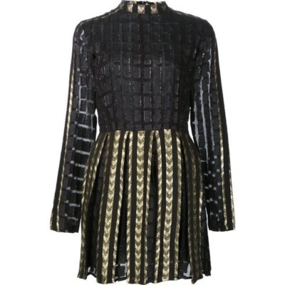 Dodo Bar Or Metallic Optic Black Gold High Collar Cocktail Dress Dry  Cleaned 44 | eBay
