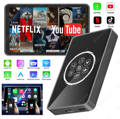 Android 13 AI Box Wireless Carplay Adapter HDMI Multimedia w/ Netflix YouTube