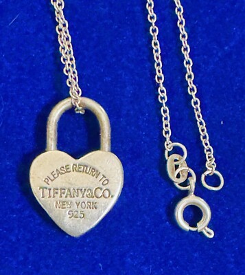 Tiffany & Co Please Return To Love Herzanhänger Anhänger Schloss & Schlüssel Halskette 18 Zoll