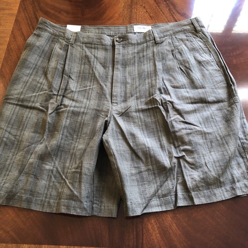EDDIE BAUER Men's Pleated SHORTS Olive Green Stripe Size 42 NWT eBay