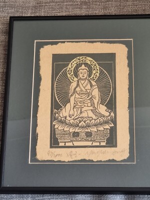 Budda Grass Fiber Etching By Yu Yuen Hong Ltd Edition 97-2000 Original Signed