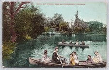 Urbita Hot Springs Family in Canoe San Bernardino California Postcard