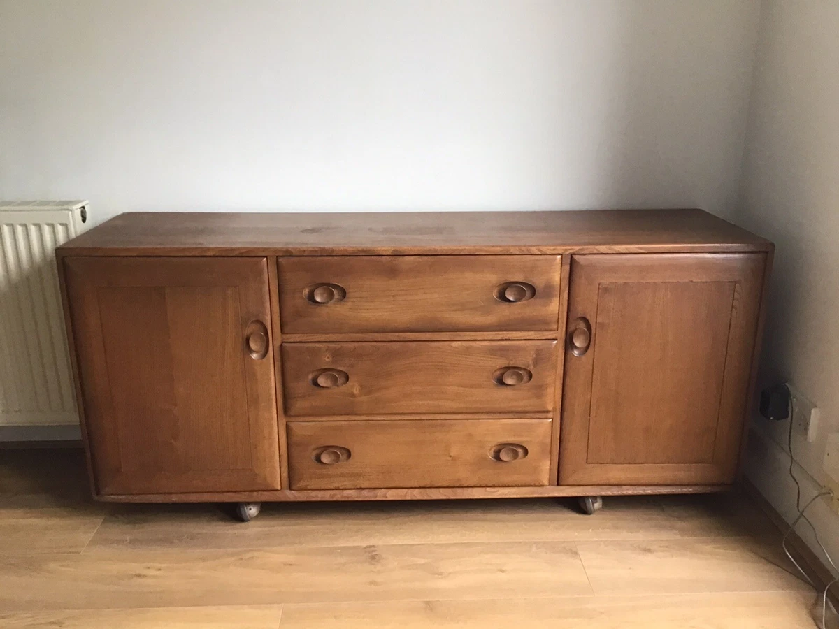 Vintage Ercol Large Windsor 455 Sideboard Original Light Elm