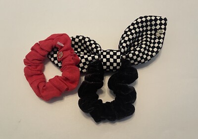 NWOT LELE SADOUGHI 2-PACK BOW SCRUNCHIES BLACK RED ASSORTED  display picture 2