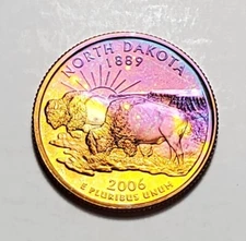 TONED 2006 S NORTH DAKOTA STATE QUARTER CLAD PROOF UNC #C4166