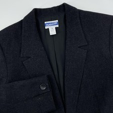 Vintage Pendleton Blazer Womens 16 Black Wool Made USA Single Button Classic 90s