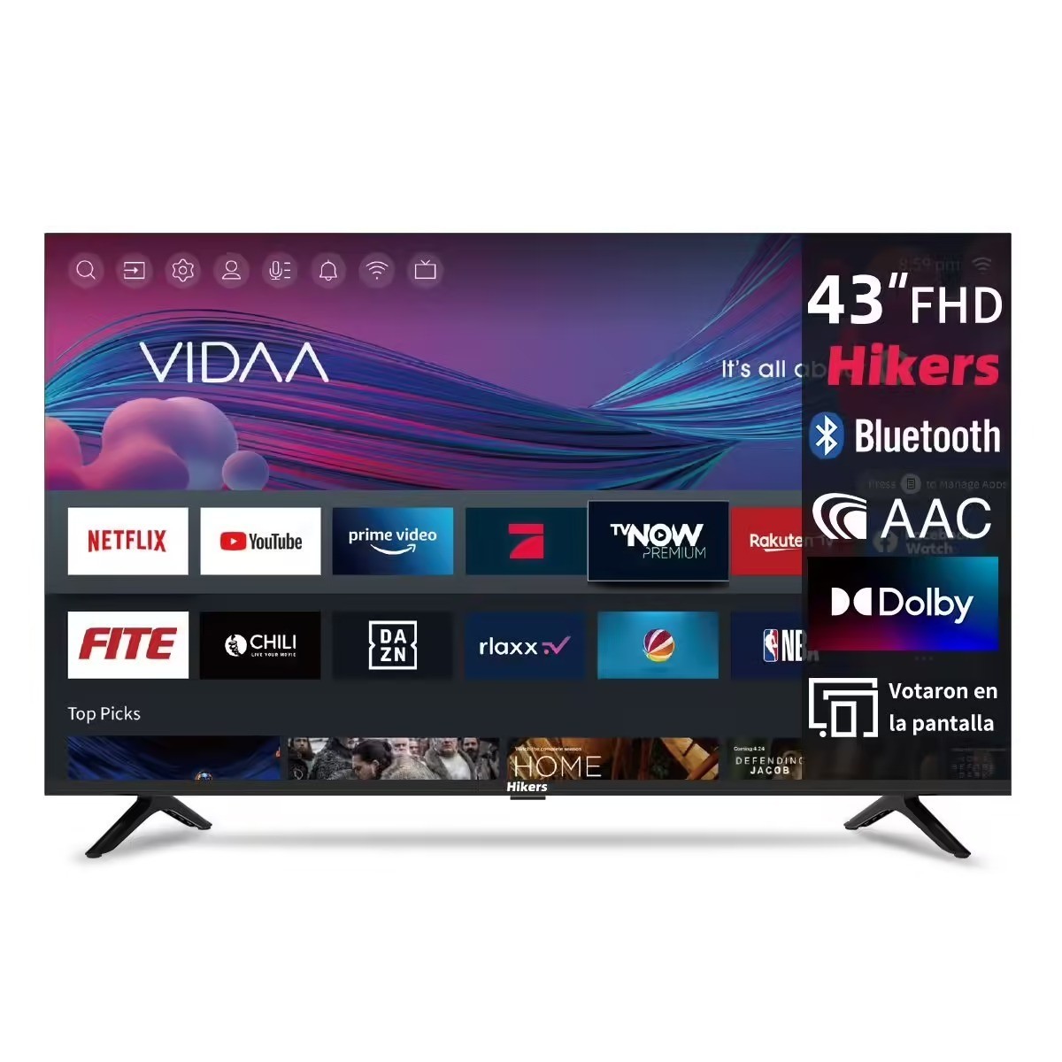 TV LED Full HD 43 pouces avec Smart TV VIDAA et connectivité WiFi Bluetooth pour salon