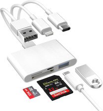 4-In-1 SD Card Reader for Iphone Ipad Mac, Usb-C Lightning Usb 3.0 OTG Adapter,