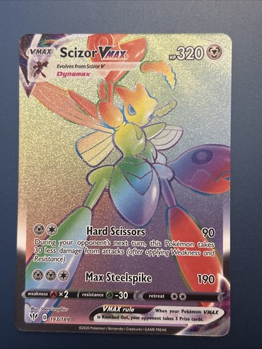 Pokémon TCG Scizor VMAX Darkness Ablaze Rainbow Rare Full Art Card 193/189