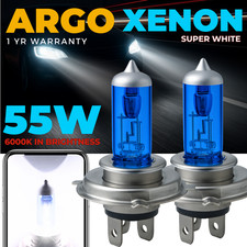 2x H4 Xenon White Super Halogen Headlight Bulbs 472 Road legal 12v 60/55w Pair