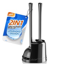 Toilet Plunger and Brush, Bowl Brush and Heavy Duty Toilet Plunger Set with V...