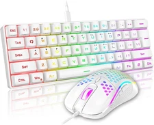 RedThunder 60% Mini Gaming Keyboard and Mouse Combo Wired 61 Keys White