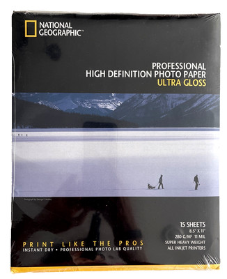 National Geographic Professional HD Photo Paper Ultra Gloss 8.5  x 11  15 Sheets