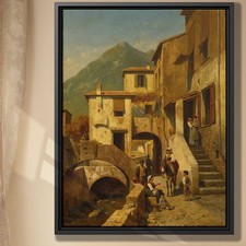 Rustic Country Decor Oil Painting Canvas Print Pastoral Rural Landscape Artwork