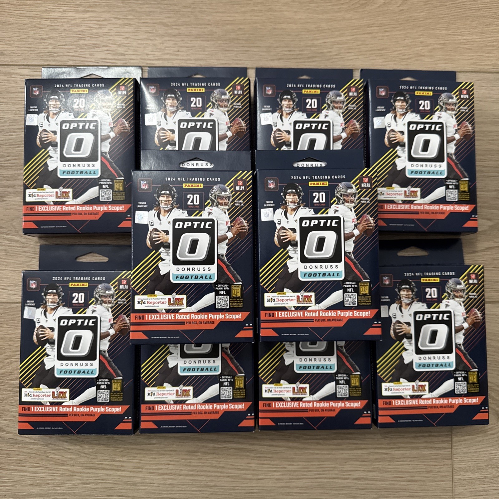 ✅2024 Donruss Optic NFL Football Hanger Box - Purple Scope - (Lot of 10)!!✅