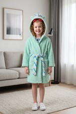 Cat  Jack Mint Green Sherpa Unicorn Robe 4T/5T 100 Polyester EUC