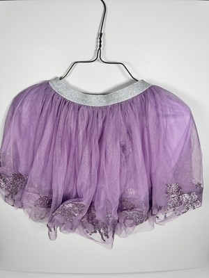 Zunie Tulle Tutu Skirt Girls 7/8 Purple Silver Glitter Unicorn Stars Horse Mesh
