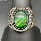 Vintage Sterling Silver 925 Faux Abalone Horseshoe Western Ring Size 9 10.6g