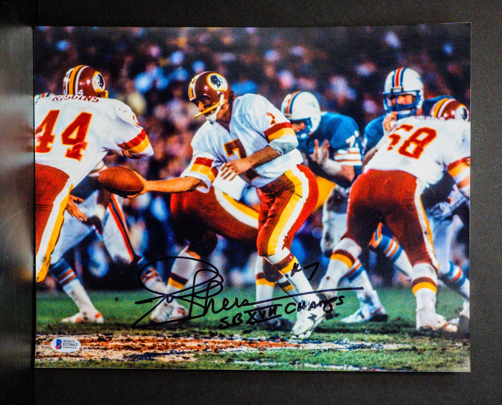 Joe Theismann Autographed Signed 11x14 Photo Inscribed "SB 17 Champs" Beckett E53663 