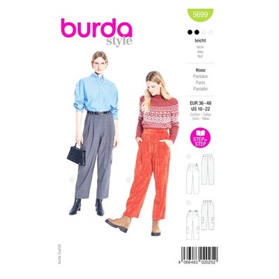 Burda Style Schnittmuster Nr. 5699 - Hose - Bundfaltenhose für Damen