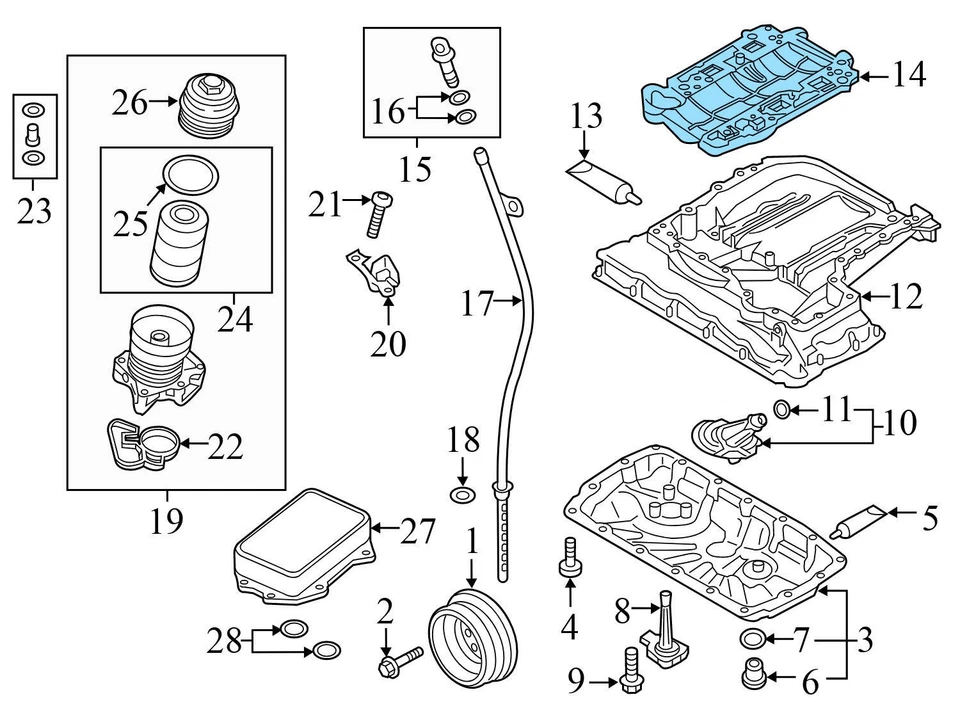 AUDI A8 QUATTRO 2019-2023 - bandeja de viento de suma de aceite 06M115287ah Foto 4 de 4