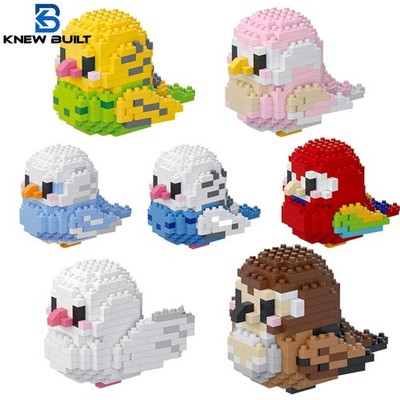 KNEW BUILT Colorful Parrot Micro Mini Building Blocks Assembly Toys 3D Model Bri
