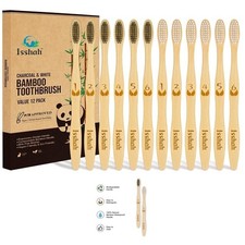 Bamboo Charcoal Toothbrush Biodegradable Eco-Friendly Natural FSC Certified 12ct