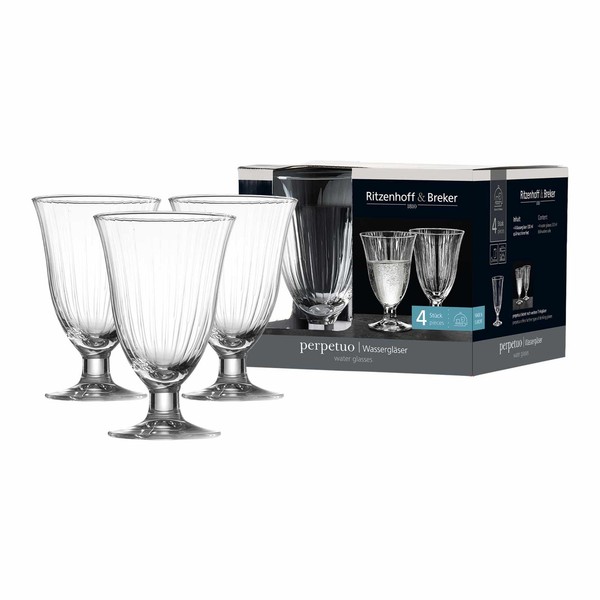 Ritzenhoff&Breker Perpetuo Wasserglas 330 Ml 4Er Set - Feine Innen-Facettierung-image