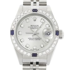 Rolex Damen Datejust 69174 Silber Diamant Saphir 18K Gold Uhr Mit / Rolex Band