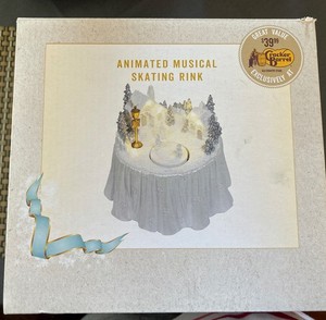 Animated Musical Skating Rink Vintage Cracker Barrel New In Box Working