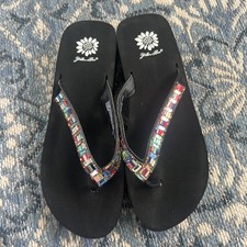 Yellow Box Javalari Flip Flops Jeweled Geometric Sparkle Rhinestone Wedge Sandal