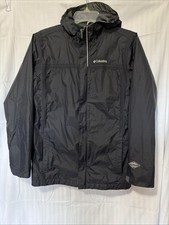 Columbia Omni-tech Youth Large Black Lightweight Hooded Waterproof Jacket
