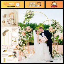 Metal Wedding Arch Backdrop Stand Set of 2 - 7.2FT  6FT Gold Balloon Frame for